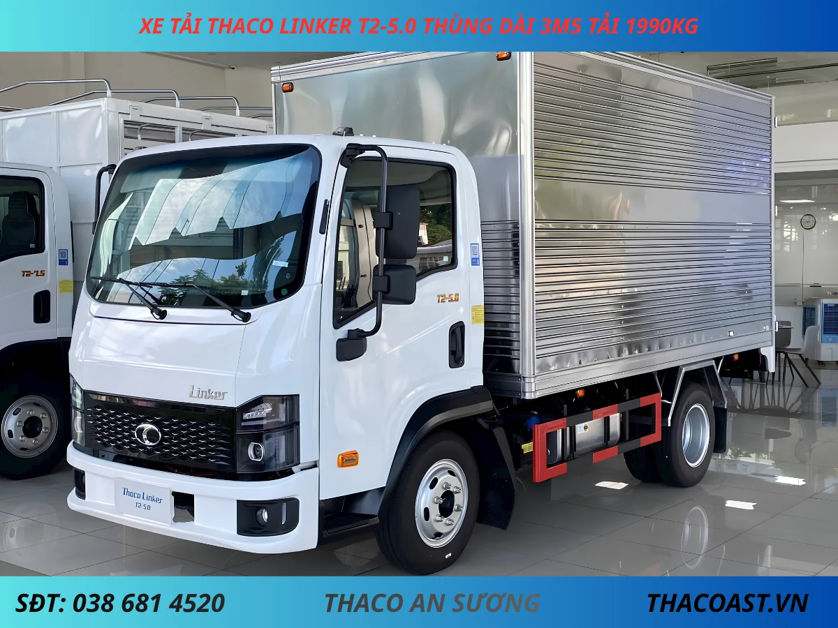 XE TẢI 2 TẤN THACO LINKER T2-5.0 THÙNG KÍN DÀI 3M6 MÀU TRẮNG