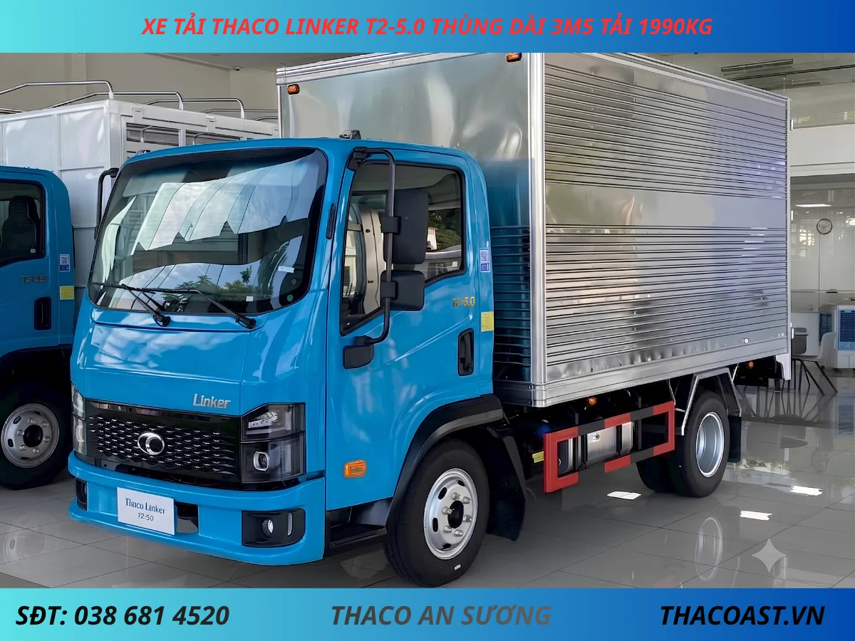 XE TẢI 2 TẤN THACO LINKER T2-5.0 THÙNG KÍN DÀI 3M6 MÀU XANH DƯƠNG