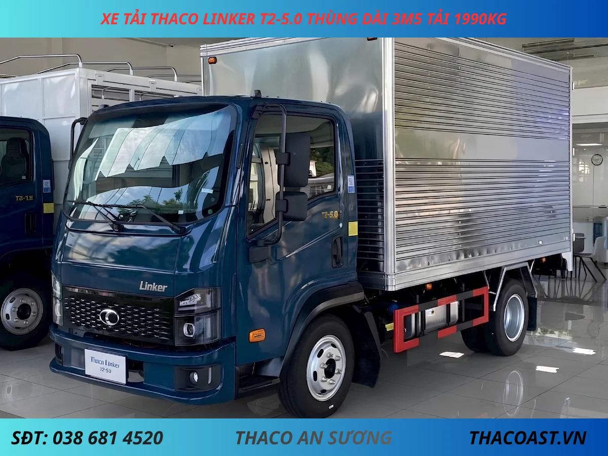 XE TẢI 2 TẤN THACO LINKER T2-5.0 THÙNG KÍN DÀI 3M6 MÀU XANH