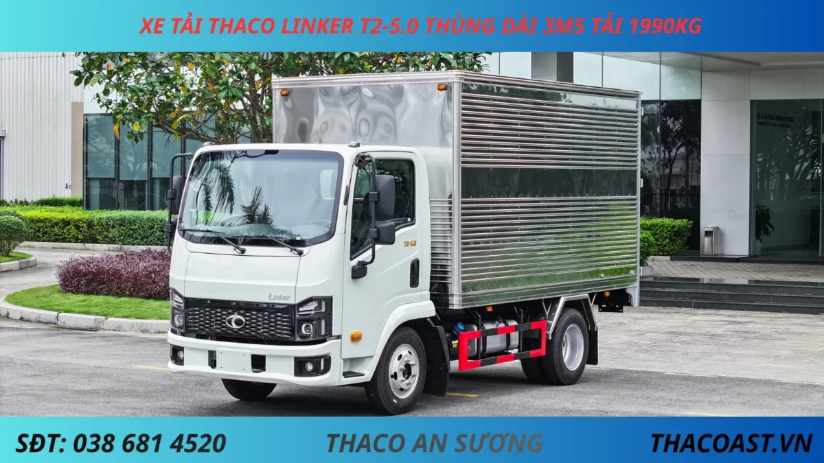 XE TẢI THACO LINKER T2-5.0 THÙNG KÍN DÀI 3M5 TẢI 1990KG (4) XE TẢI 2 TẤN THACO LINKER T2-5.0 THÙNG KÍN DÀI 3M6