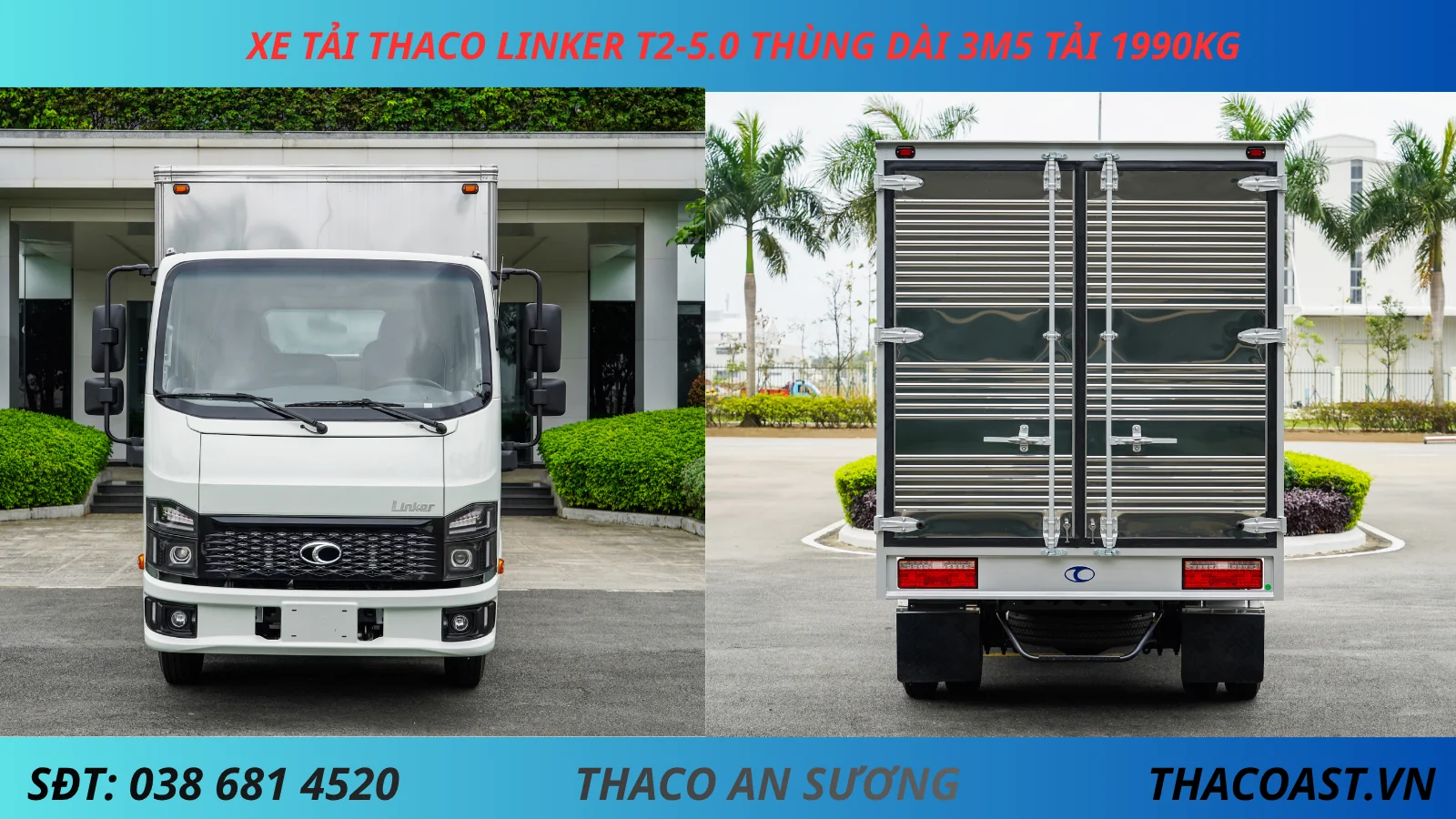 XE TẢI 2 TẤN THACO LINKER T2-5.0 THÙNG KÍN DÀI 3M6