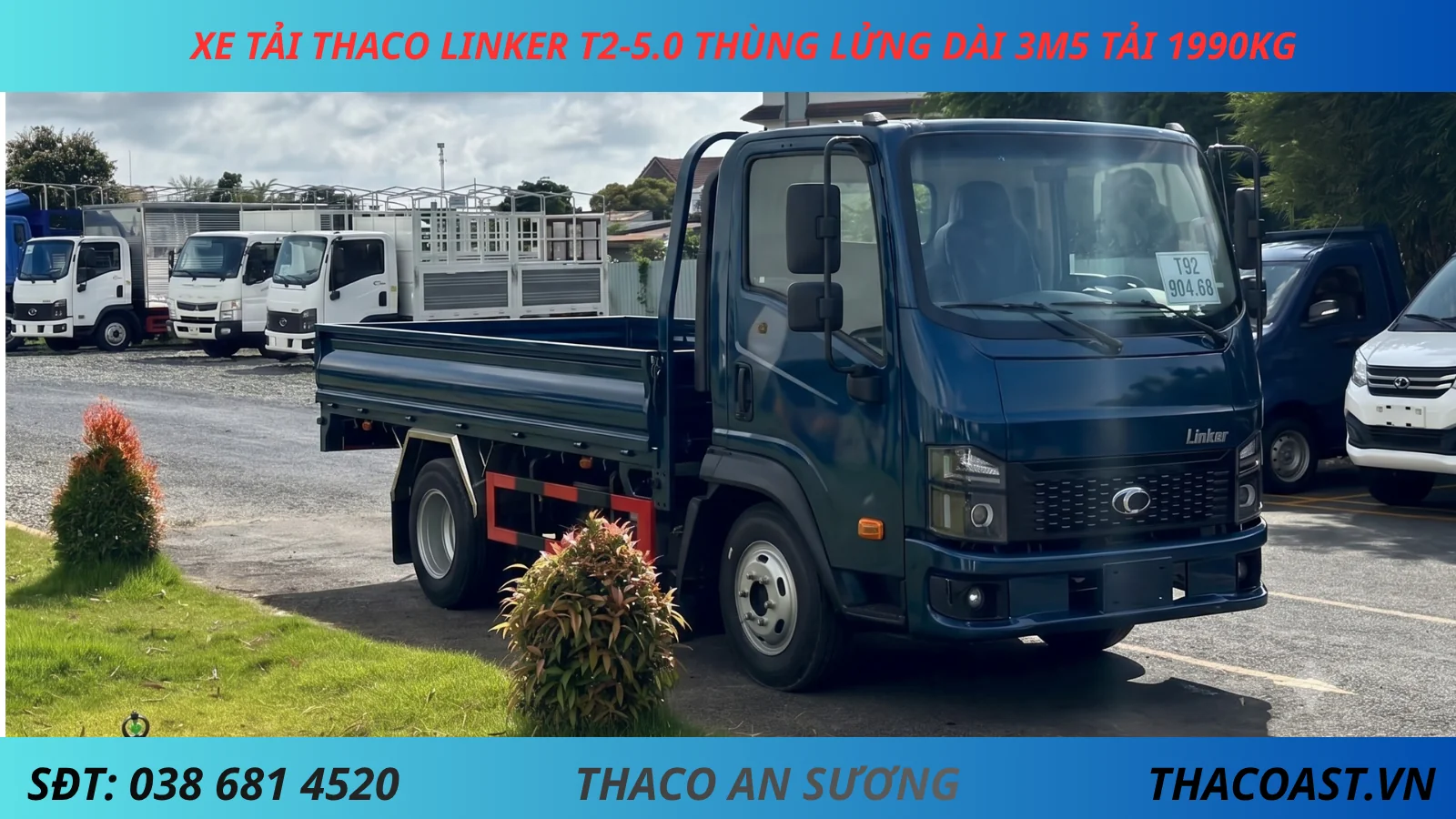 XE TẢI 2 TẤN THACO LINKER T2-5.0 THÙNG LỬNG DÀI 3M6 MÀU XANH