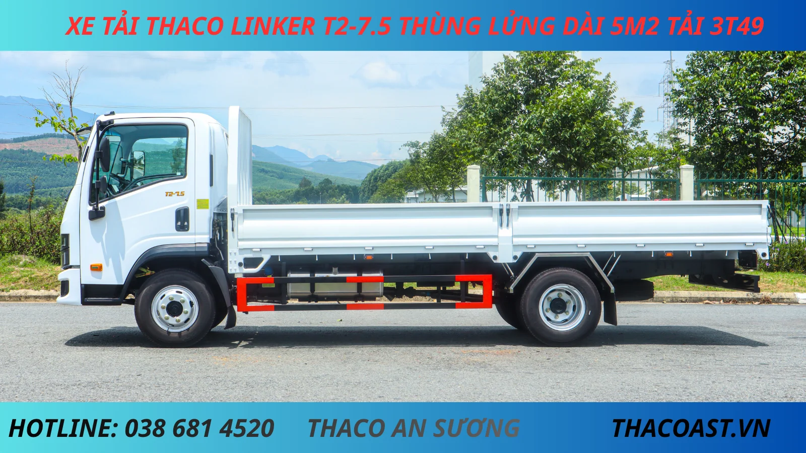 XE TẢI THACO LINKER T2-7.5 THÙNG LỬNG DÀI 5M2 TẢI 3 TẤN 5