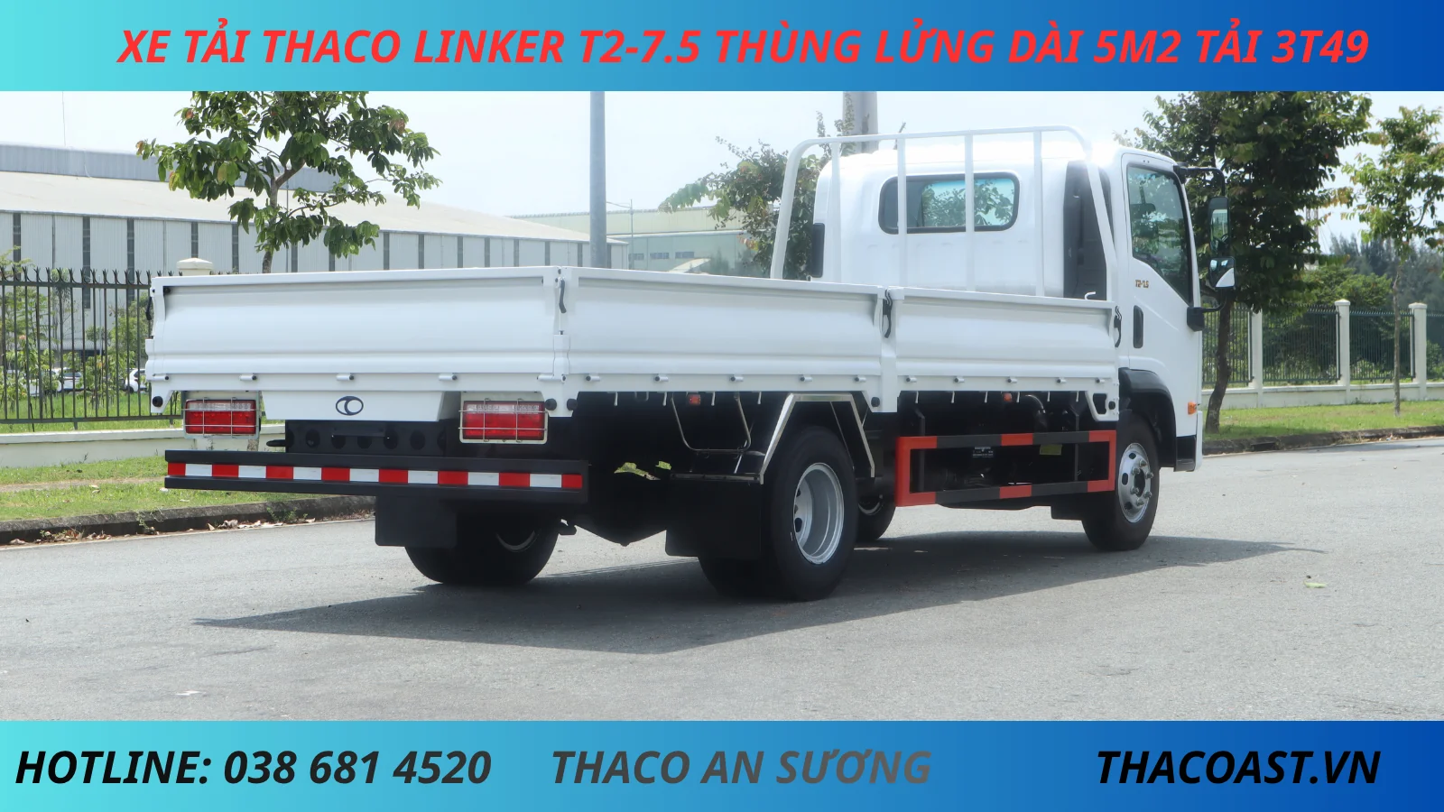 XE TẢI THACO LINKER T2-7.5 THÙNG LỬNG DÀI 5M2 TẢI 3 TẤN 5