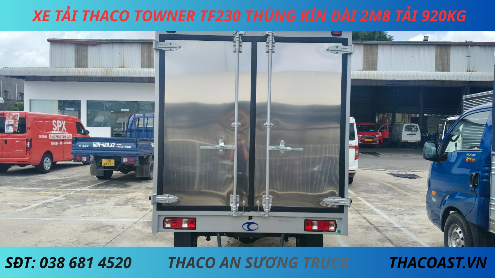 XE TẢI NHẸ THACO TF230 THÙNG KÍN DÀI 2M8 TẢI 920KG