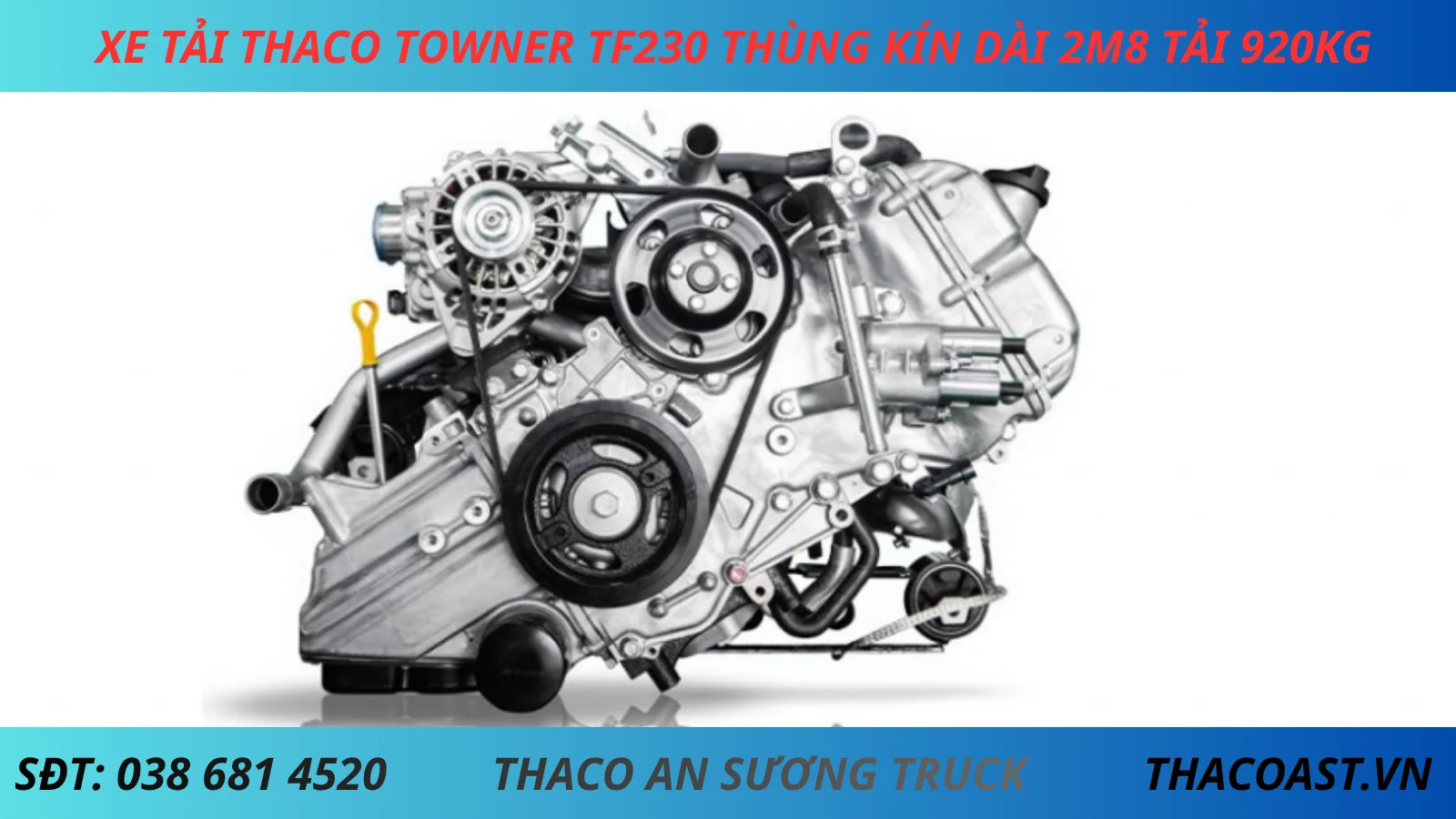 ĐỘNG CƠ XE TẢI NHẸ THACO TF230 THÙNG KÍN DÀI 2M8 TẢI 920KG