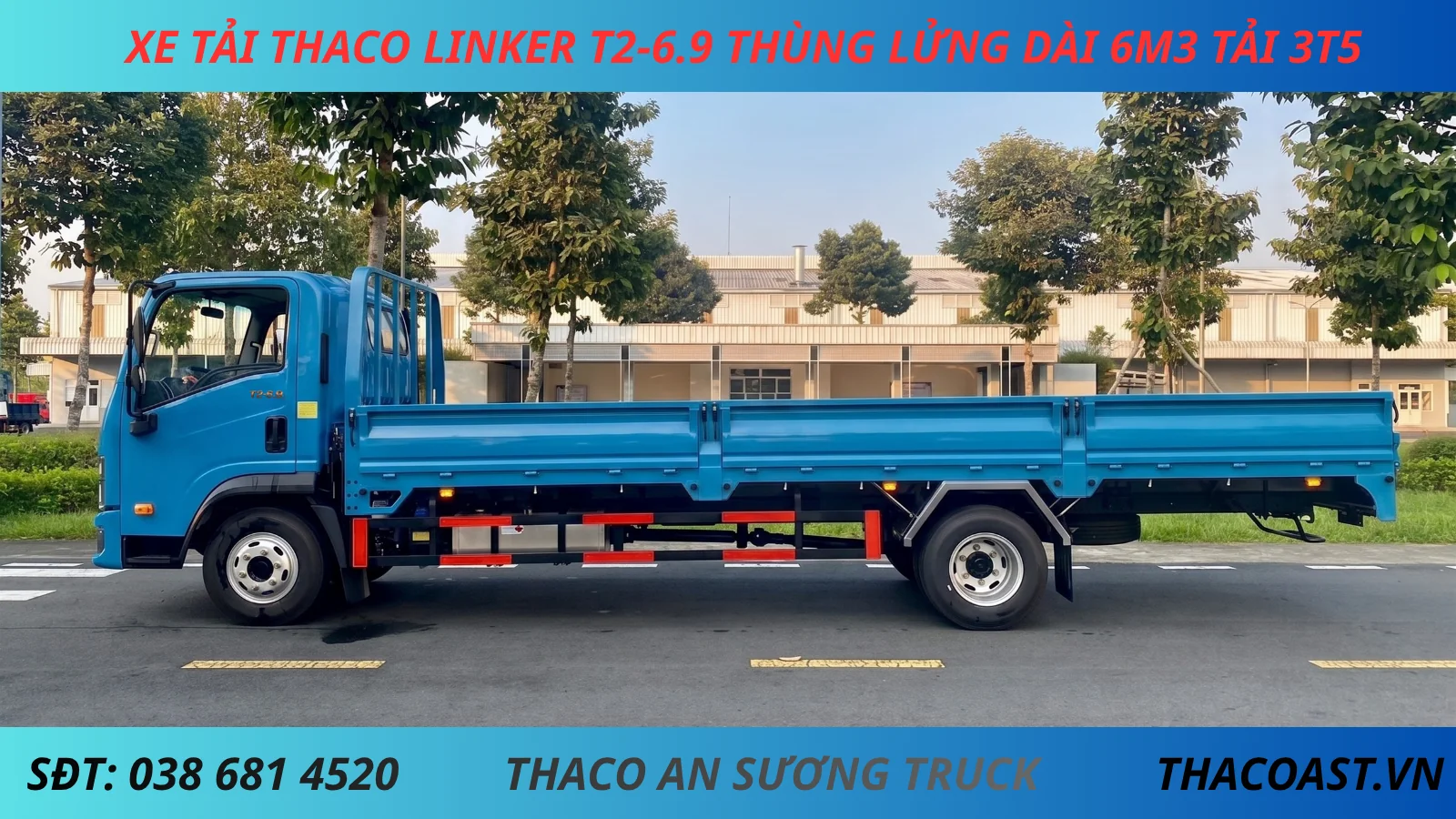 XE TẢI 3T5 THACO LINKER T2-6.9 THÙNG LỬNG DÀI 6M3 MÀU XANH DƯƠNG