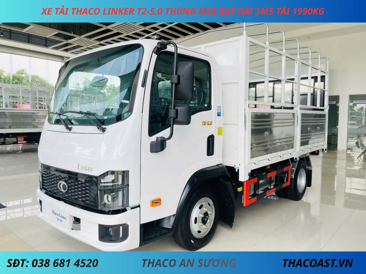 XE TẢI 2 TẤN THACO LINKER T2-5.0 THÙNG MUI BẠT DÀI 3M6