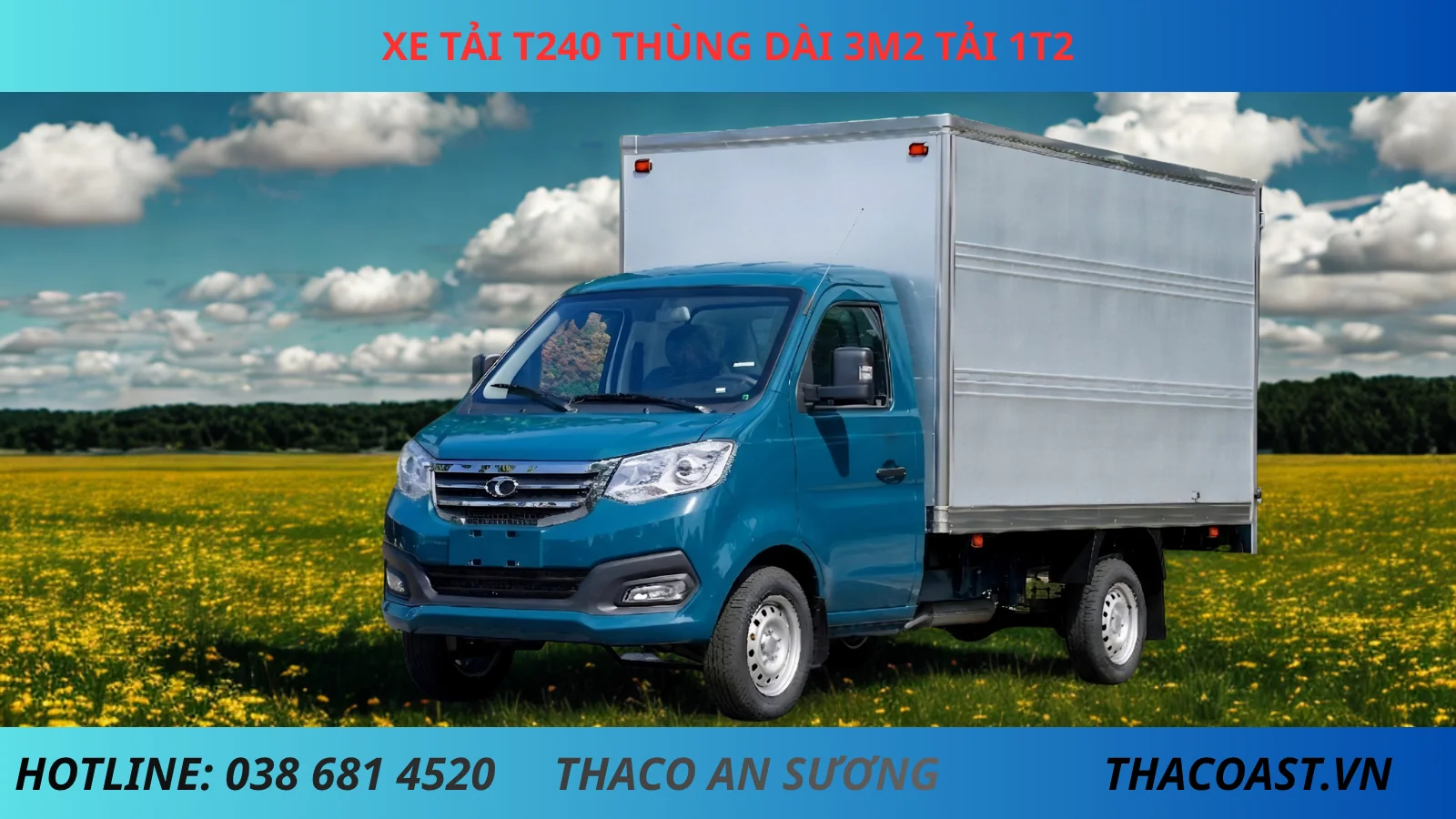 Xe tải TF240 thùng kín dài 3m25 tải 1T2 MÀU XANH