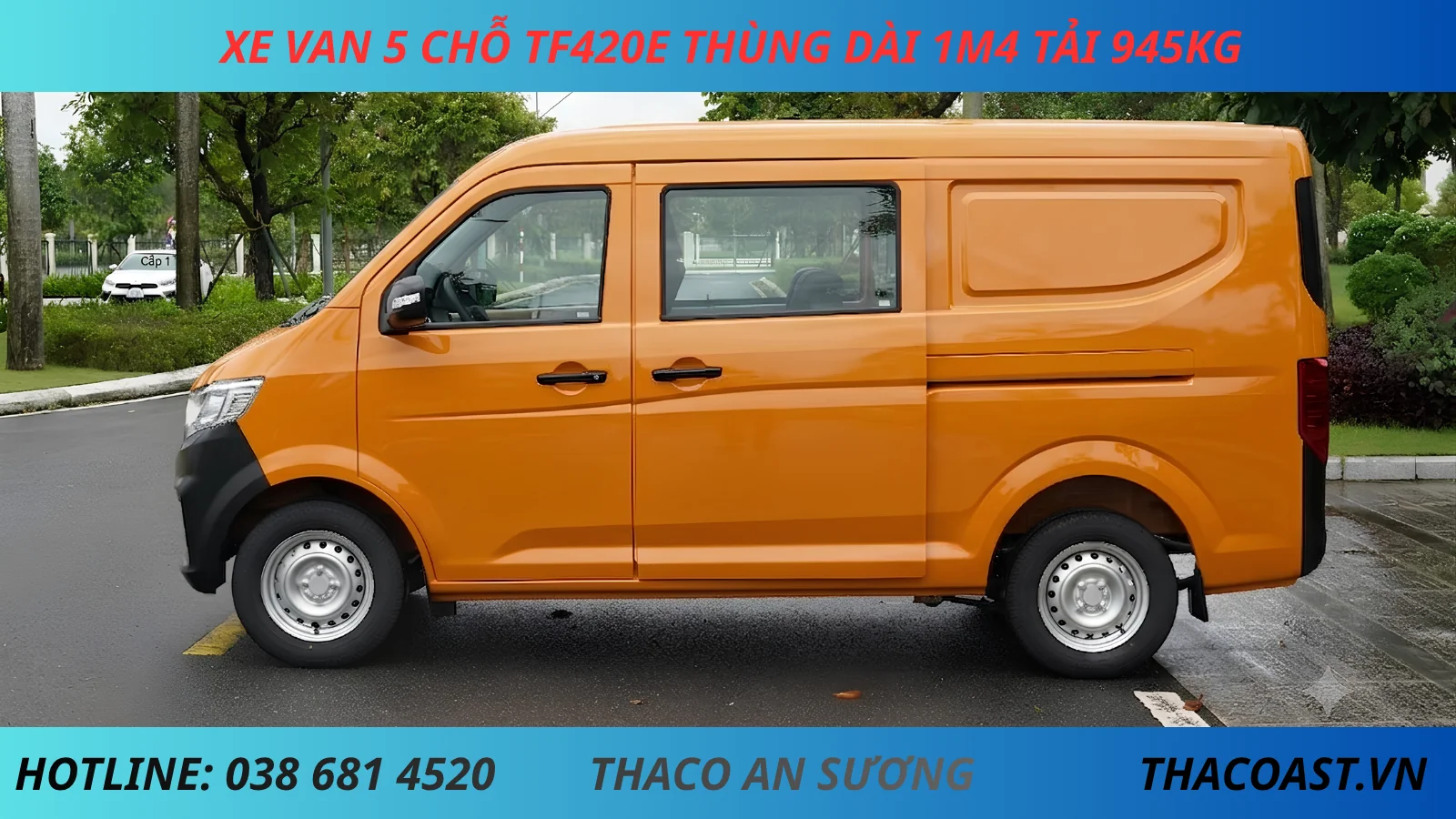 XE VAN TF420E 5 CHỖ SỐ SÀN THÙNG DÀI 1M4 TẢI TRỌNG 945KG màu cam