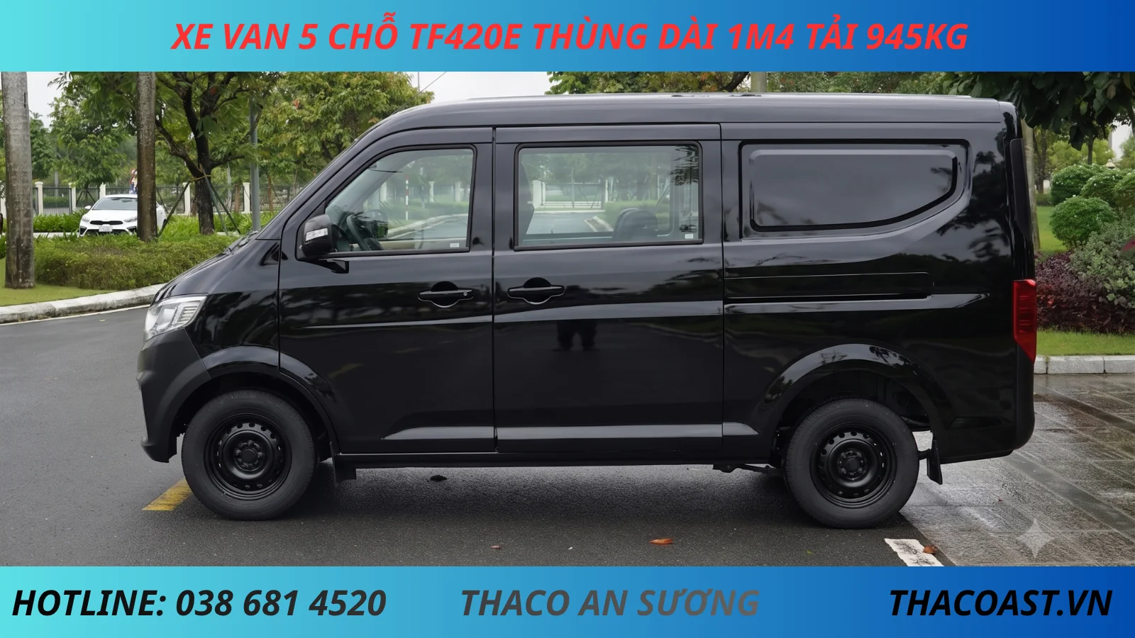 XE VAN TF420E 5 CHỖ SỐ SÀN THÙNG DÀI 1M4 TẢI TRỌNG 945KG màu đen