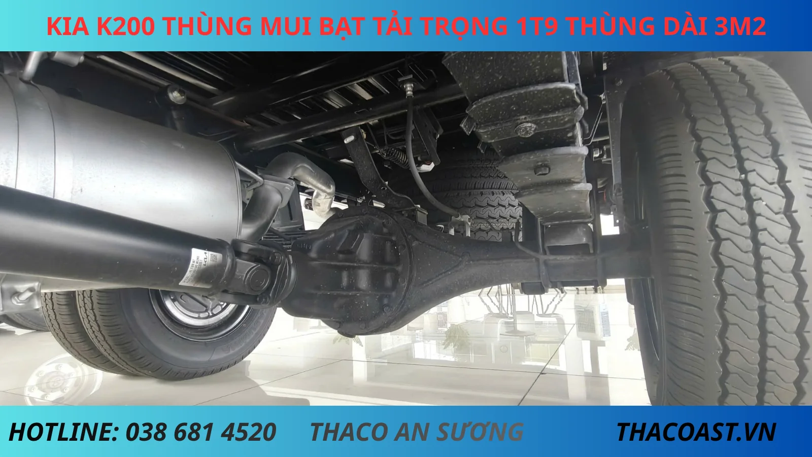KHUNG GẦM XE TẢI THÙNG MUI BẠT MỞ 5 BỬNG KIA K200 THÙNG DÀI 3M2 TẢI TRỌNG 1900KG