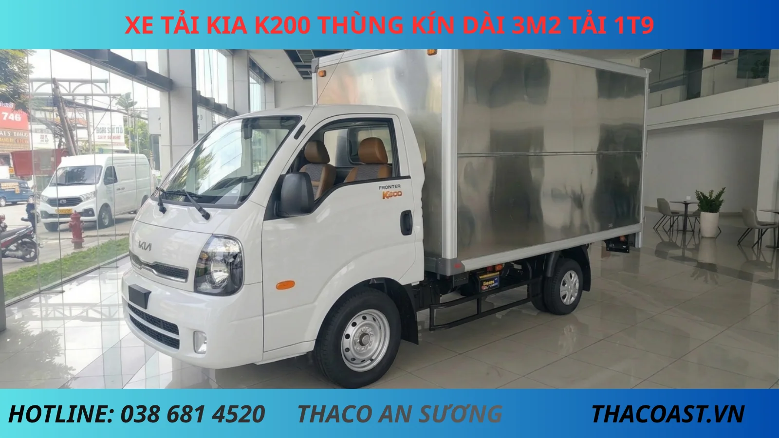 Xe tải thùng kín Kia K200 màu trắng