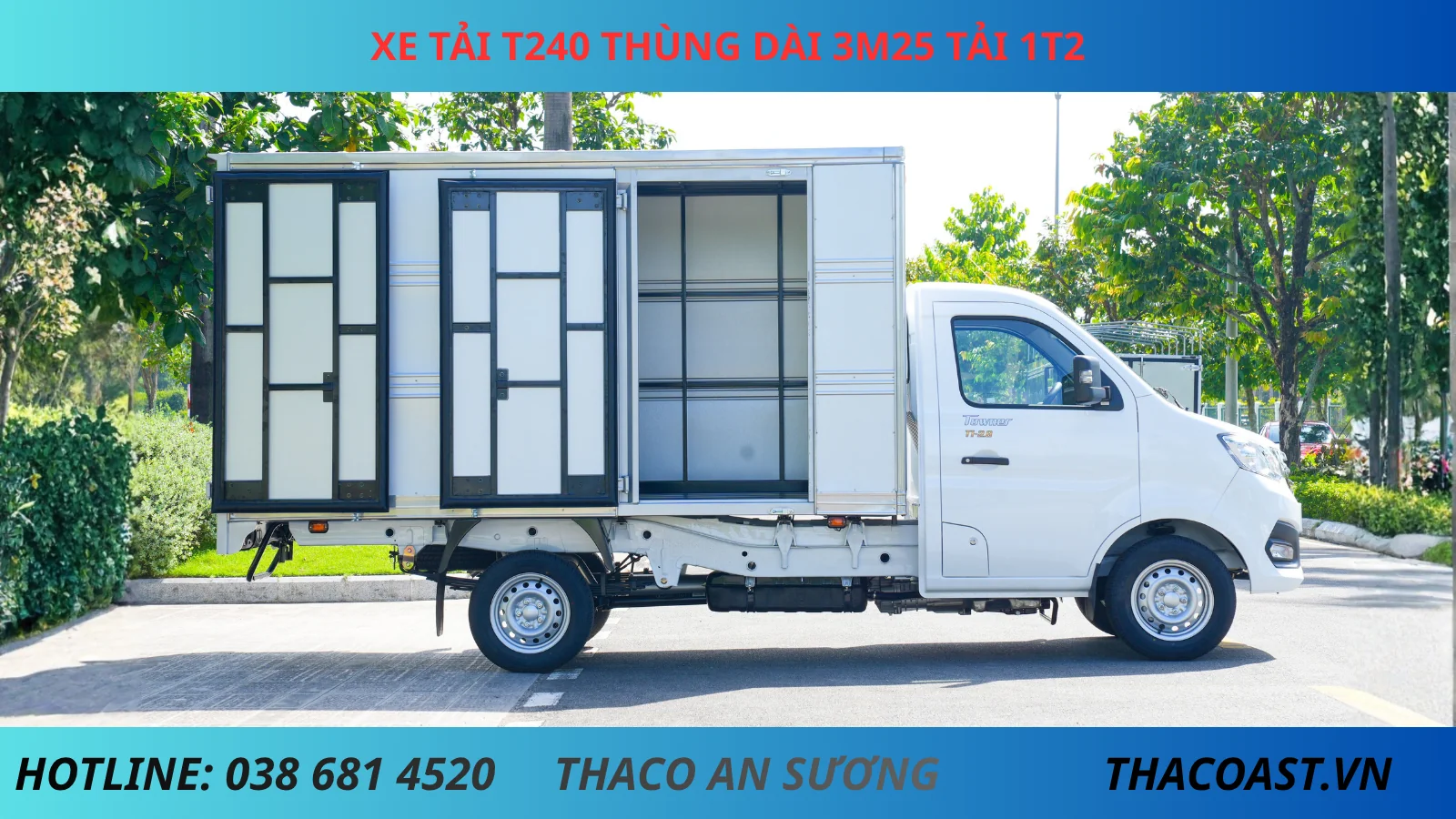 THÙNG XE Xe tải TF240 thùng kín dài 3m25 tải 1T2