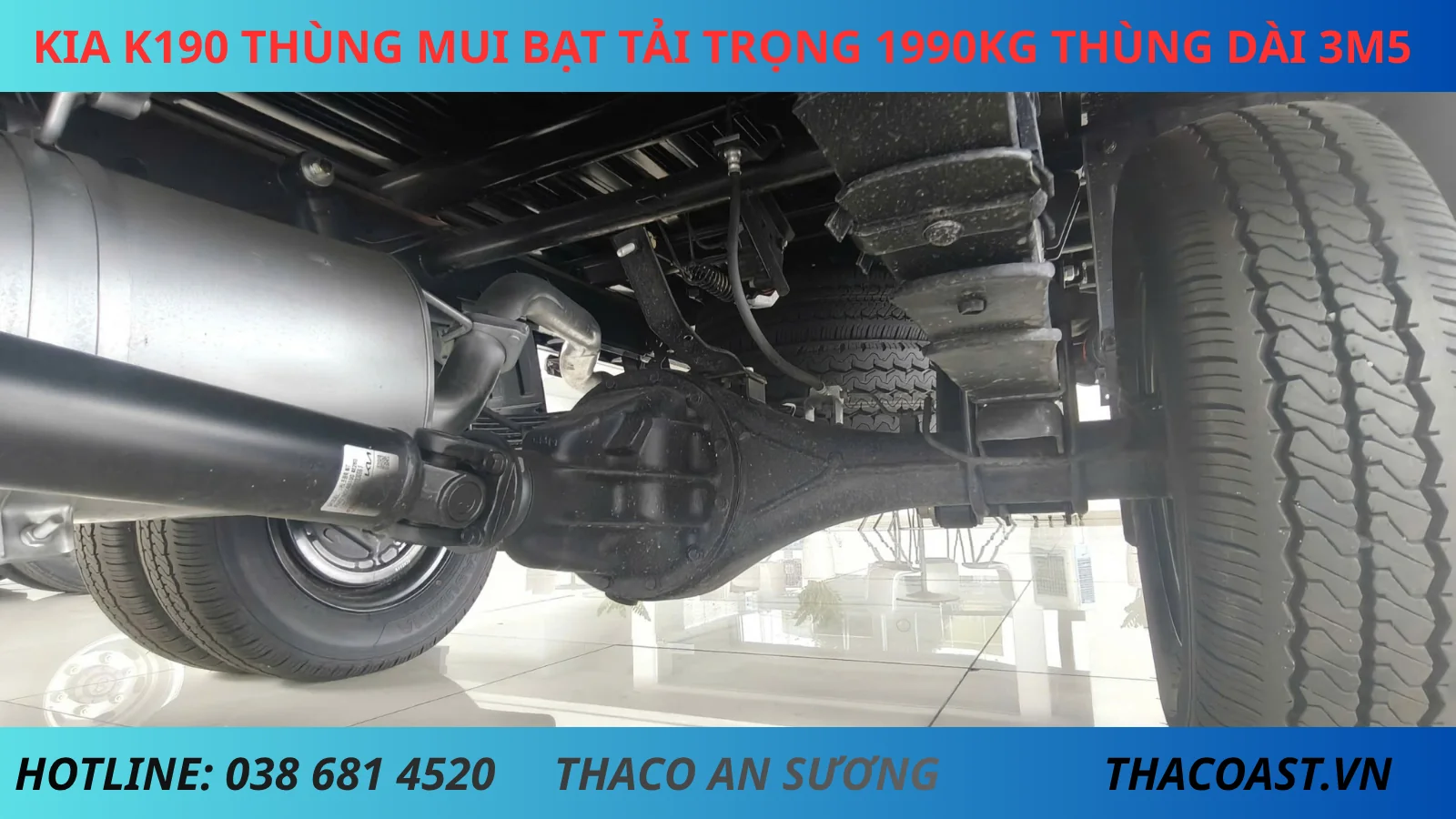 CẦU SAU XE TẢI K190 THÙNG MUI BẠT DÀI 3M5 TẢI TRỌNG 2 TẤN