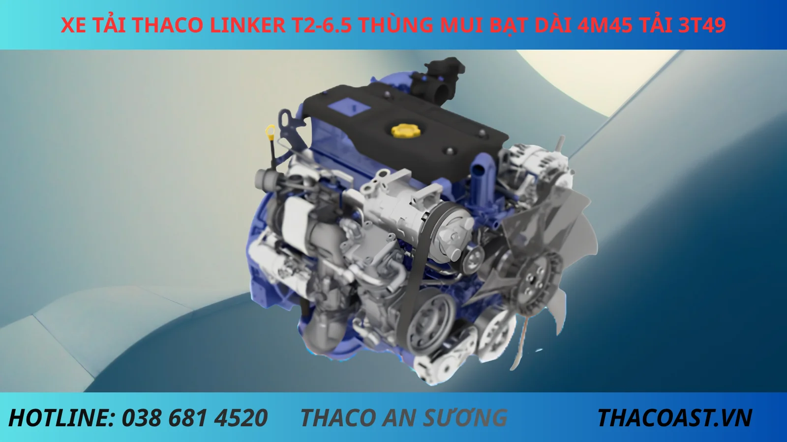 động cơ Thaco Linker T2-6.5 thùng mui bạt tải 3.5 tấn