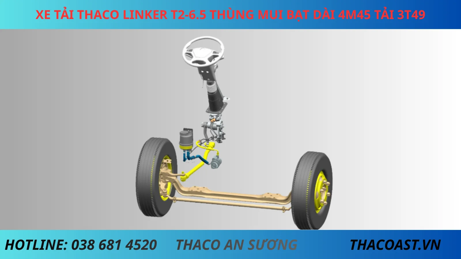 hệ thông lái Thaco Linker T2-6.5 thùng mui bạt tải 3.5 tấn
