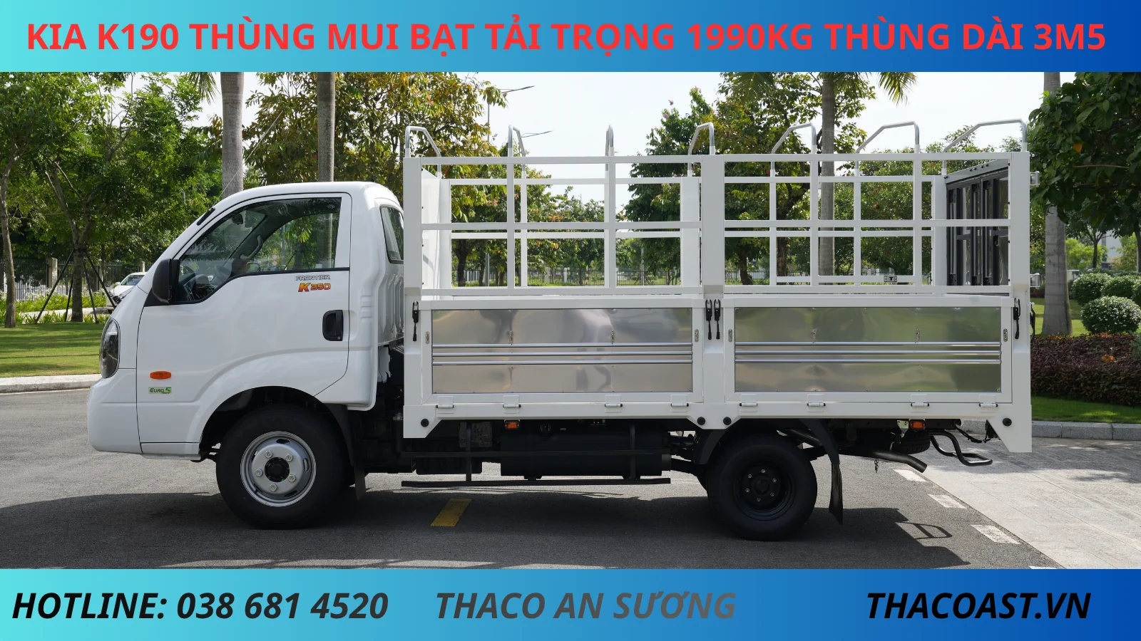 XE TẢI K190 THÙNG MUI BẠT DÀI 3M5 TẢI TRỌNG 2 TẤN