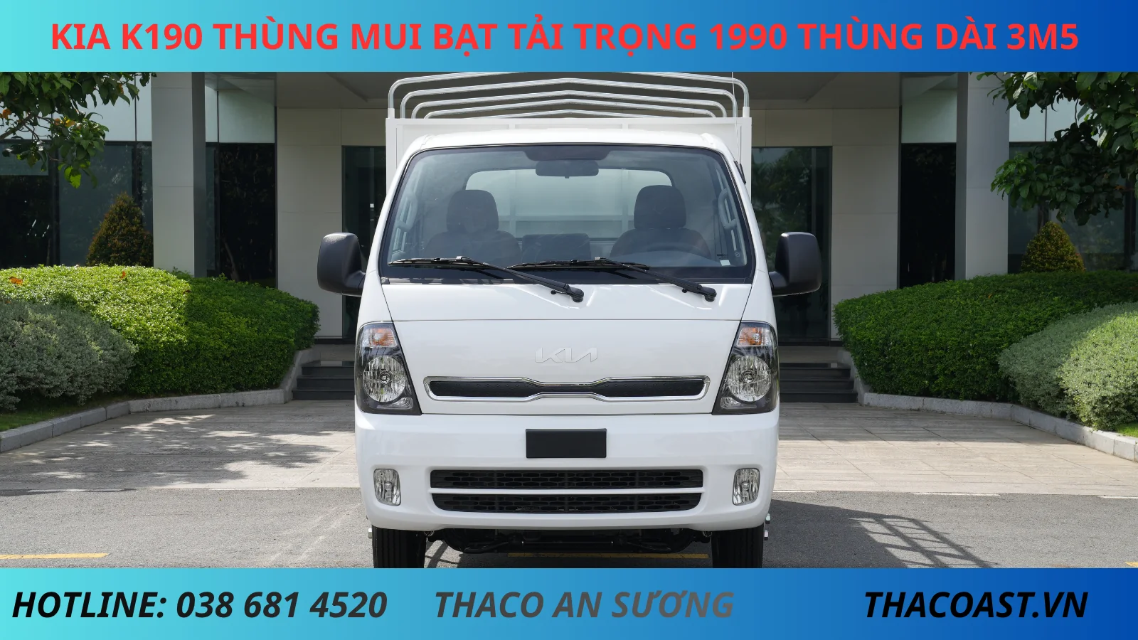 XE TẢI K190 THÙNG MUI BẠT DÀI 3M5 TẢI TRỌNG 1990KG