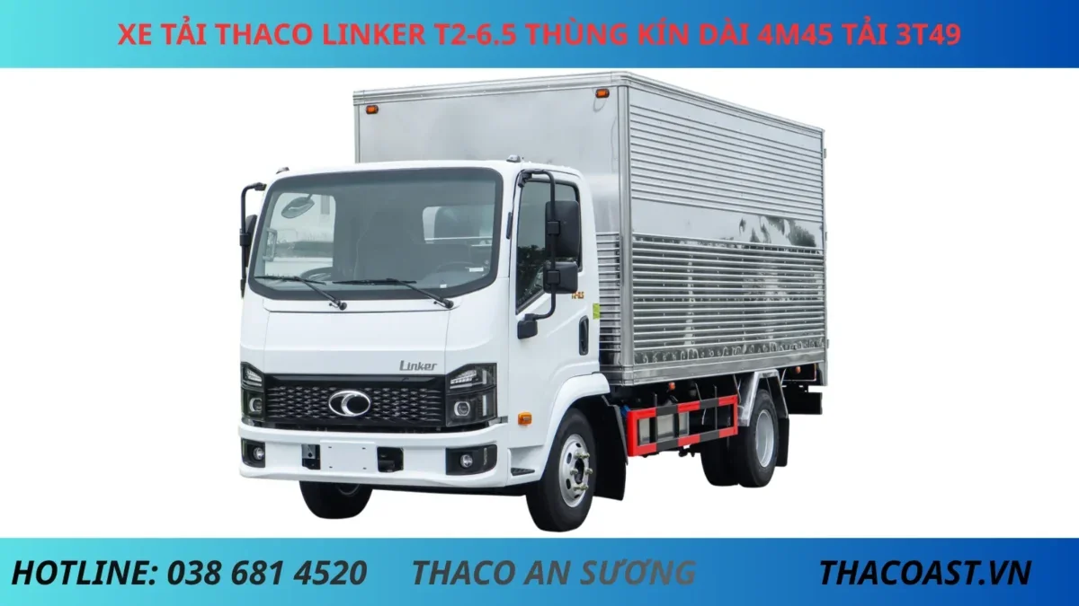 xe tải thaco linker thùng kín dài 4m45 tải 3t5