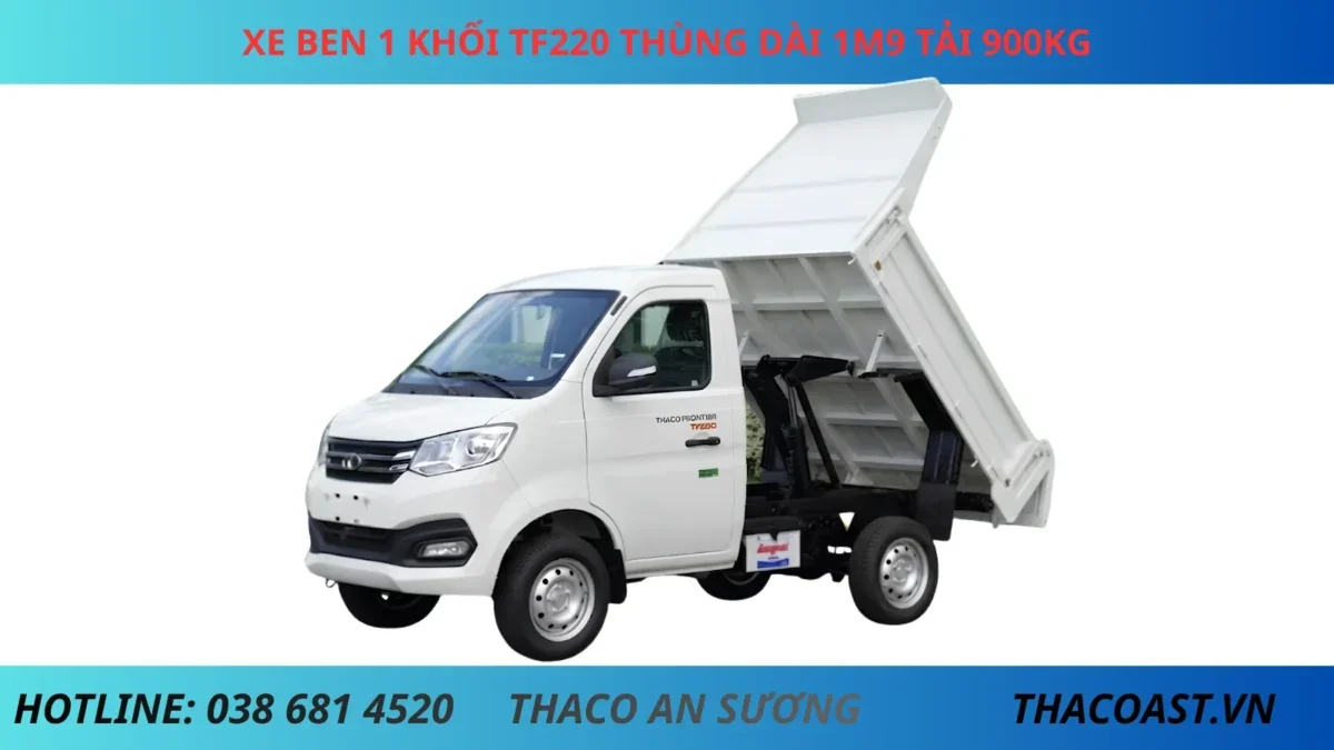 XE BEN 1 KHỐI TF220 THÙNG DÀI 1M9 TẢI 900KG
