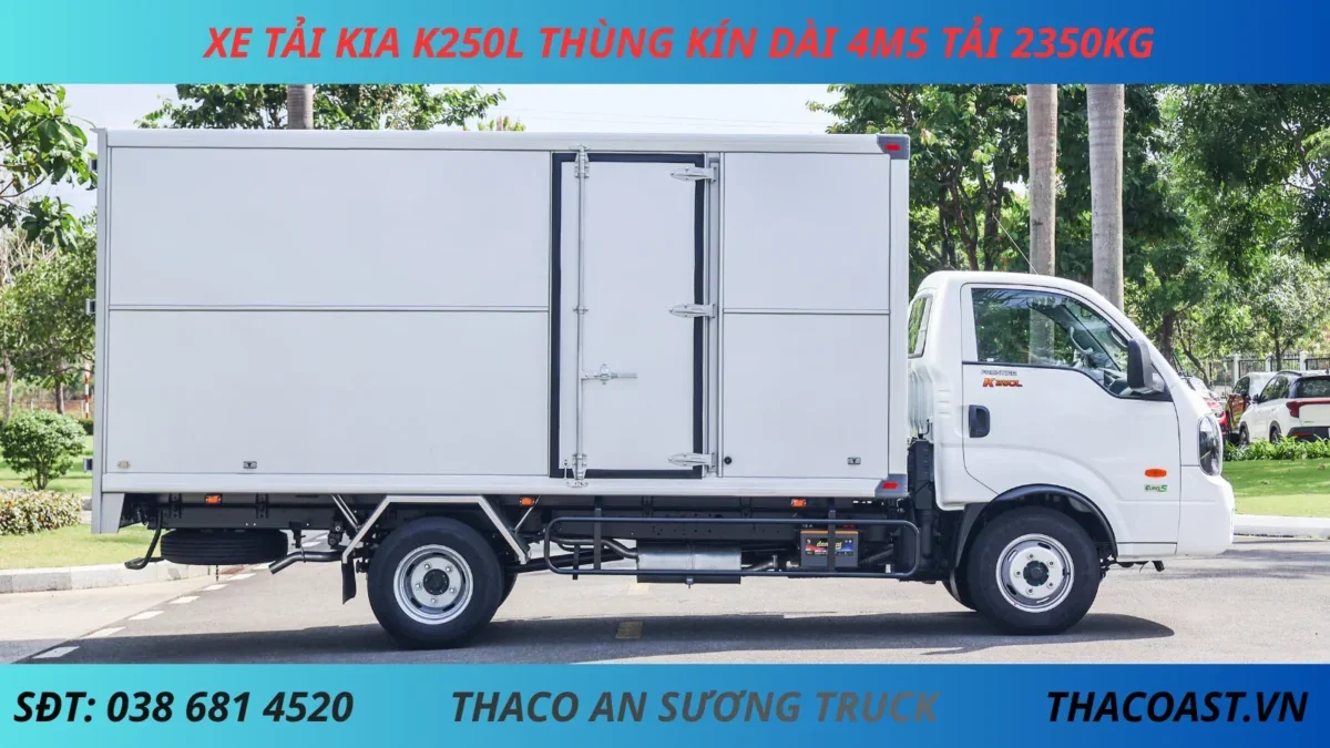 ẮC XE TẢI KIA K250L THÙNG KÍN (2) XE TẢI 2 TẤN KIA K250L THÙNG KÍN DÀI 4M5