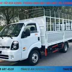 XE TẢI KIA K250L THÙNG MUI BẠT (2) xe tải thùng mui bạt KIA FRONTIER K250L phiên bản nâng cấp toàn diện. Thùng lớn 15,9 $m^3$, động cơ Hyundai mạnh mẽ, trang bị phanh ABS + ESC an toàn vượt trội.