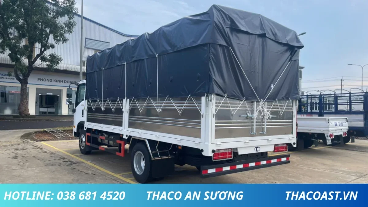THACO LINKER T2-7.5 TẢI 3 TẤN 5 MUI BẠT (2) XE TẢI 3 TẤN 5 THACO LINKER T2-7.5 THÙNG MUI BẠT DÀI 5M2