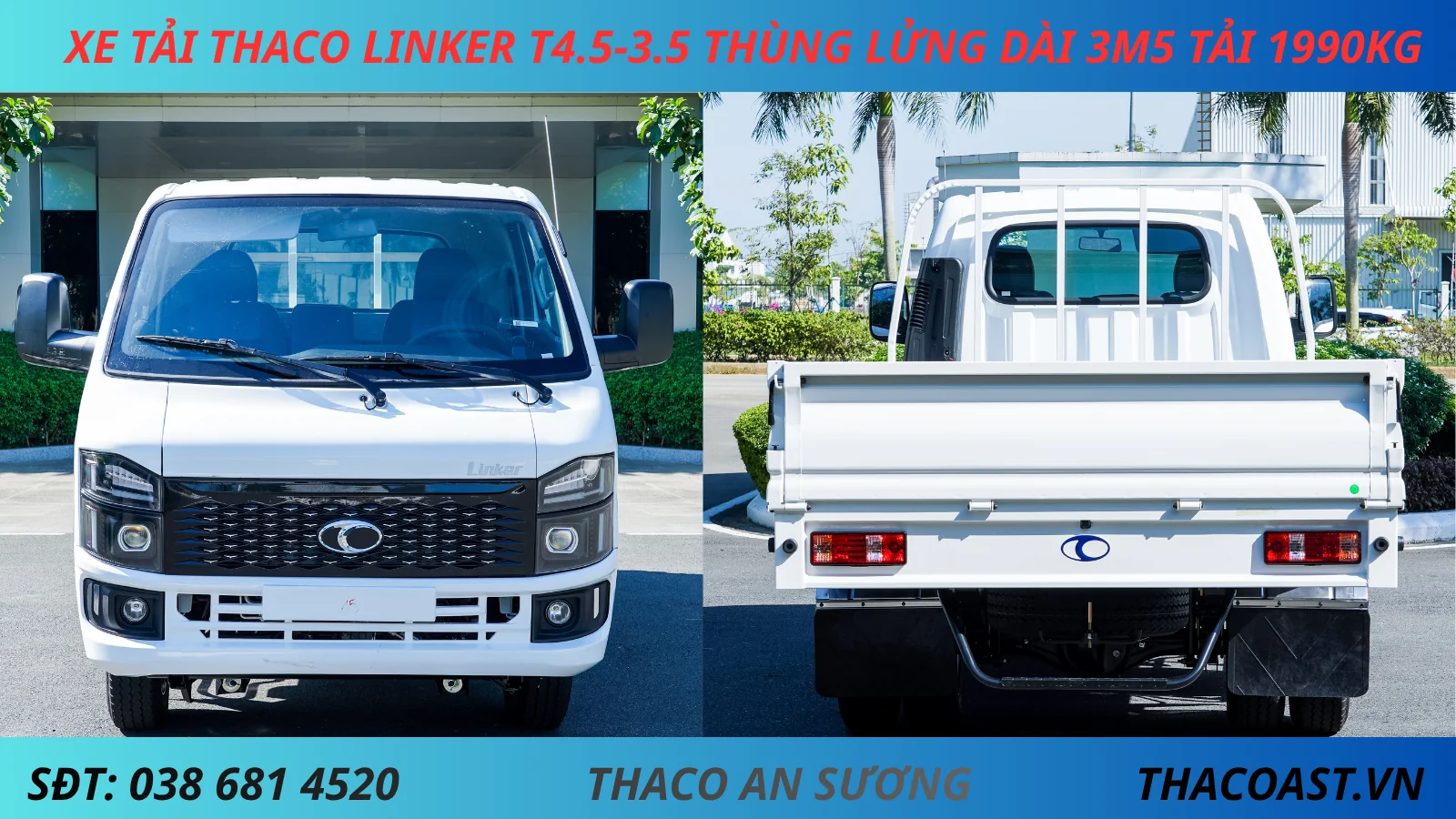 XE TẢI 2 TẤN THACO LINKER T4.5-3.5 THÙNG LỬNG DÀI 3M5