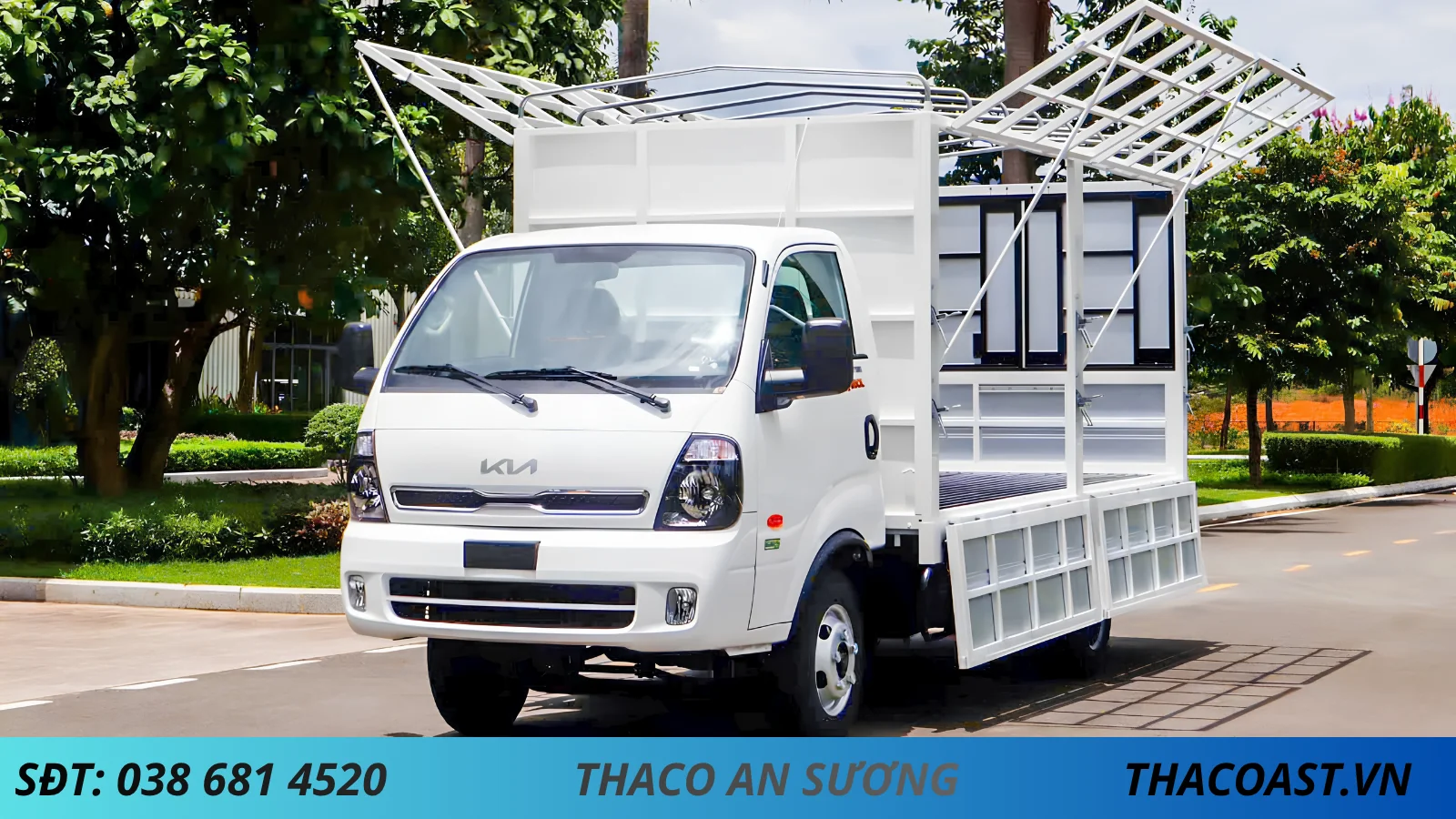 XE TẢI KIA 2T5 K250L THÙNG MUI BẠT MỞ VĨ DÀI 4M5