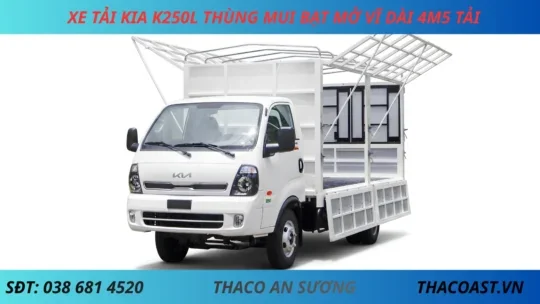 XE TẢI 2 TẤN KIA K250L THÙNG MUI BẠT MỞ VĨ DÀI 4M5