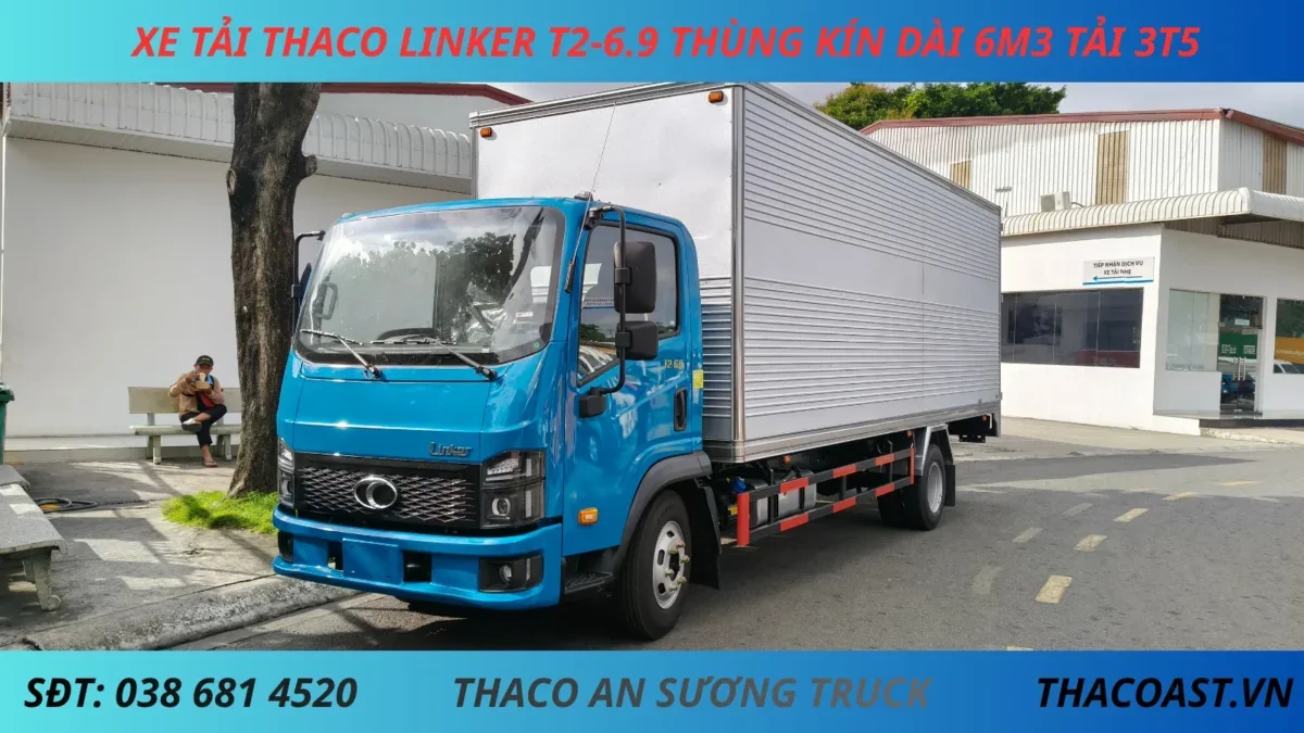 XE TẢI 3 TẤN 5 THACO LINKER T2-6.9 THÙNG KÍN DÀI 6M3