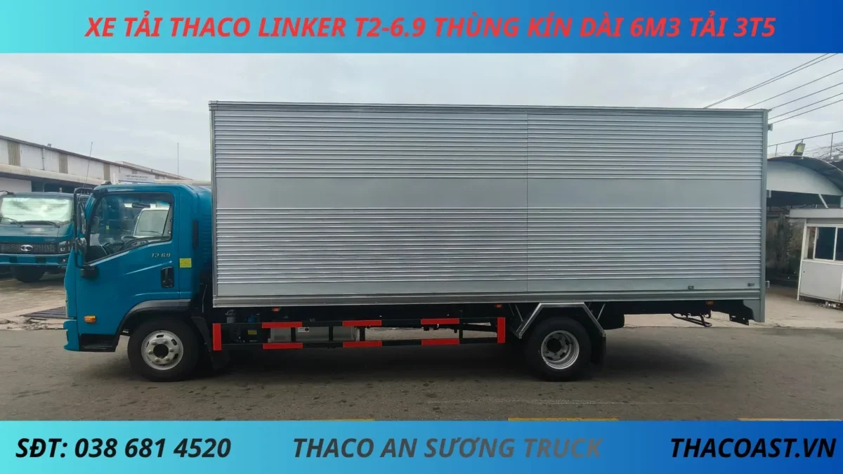XE TẢI 3 TẤN 5 THACO LINKER T2-6.9 THÙNG KÍN DÀI 6M3