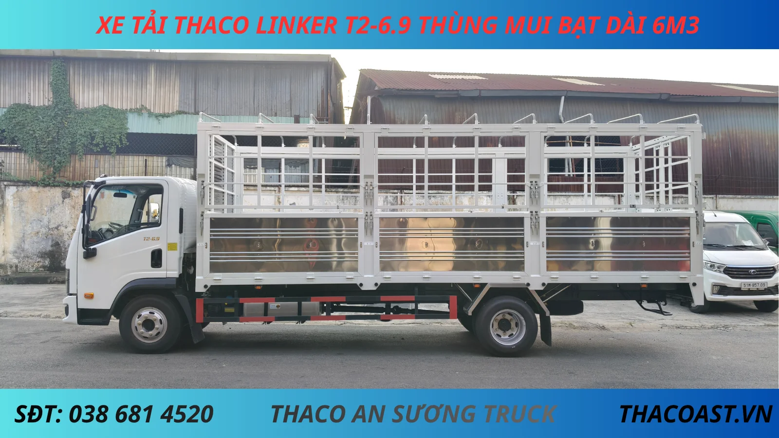 XE TẢI 3T5 THACO LINKER T2-6.9 THÙNG DÀI 6M3 THÙNG MUI BẠT