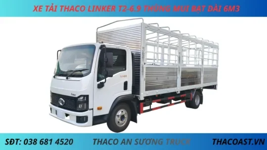 ảnh nền XE TẢI THACO LINKER T2-6.9 THÙNG MUI BẠT DÀI 3M5 XE TẢI 3 TẤN 5 THACO LINKER T2-6.9 THÙNG DÀI 6M3 THÙNG MUI BẠT