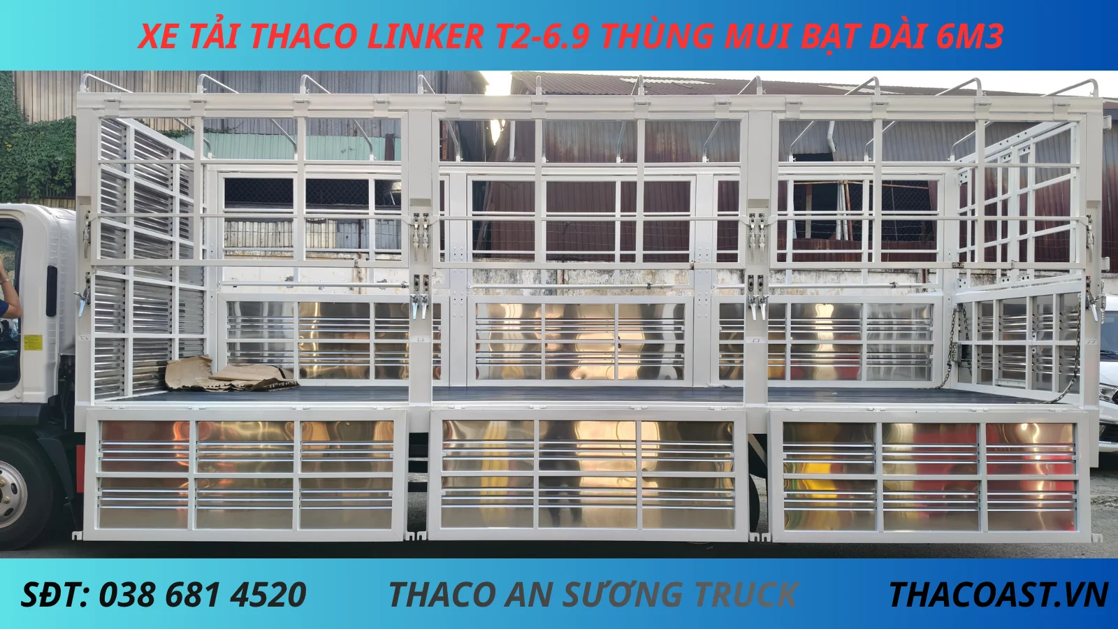 XE TẢI 3T5 THACO LINKER T2-6.9 THÙNG DÀI 6M3 THÙNG MUI BẠT