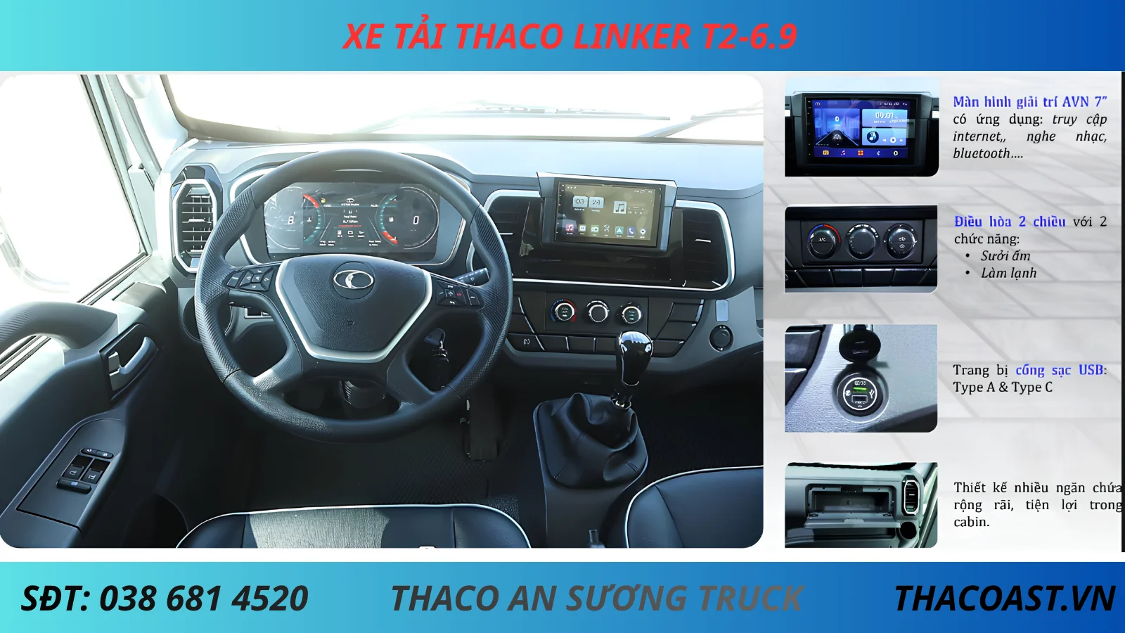 TIỆN NGHI XE TẢI 3T5 THACO LINKER T2-6.9