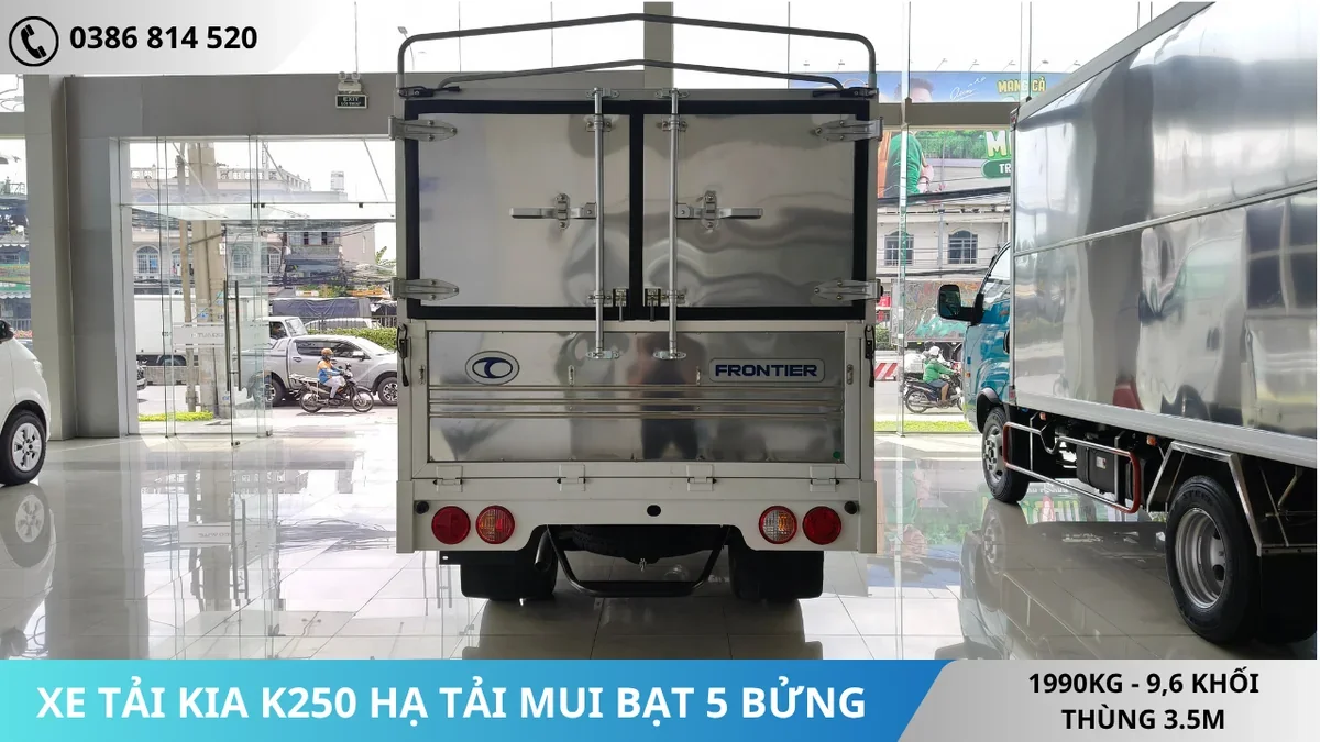 ĐUÔI XE TẢI KIA K250 HẠ TẢI MUI BẠT 5 BỬNG HÔNG XE TẢI KIA K250 HẠ TẢI MUI BẠT 5 BỬNG