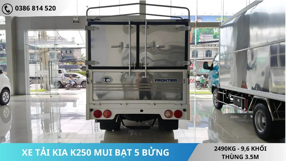 ĐUÔI XE TẢI KIA K250 MUI BẠT 5 BỬNG M52 XE TẢI KIA K250 MUI BẠT 5 BỬNG M52