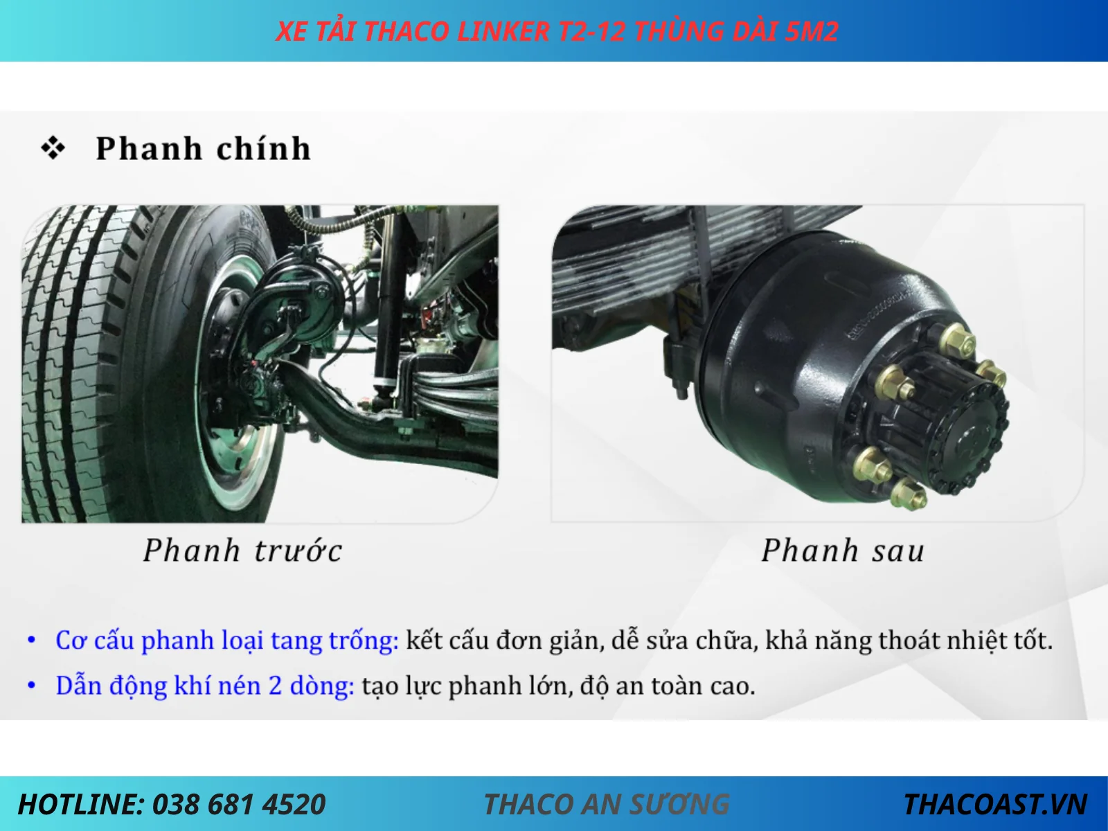 HỆ THỐNG PHANH THACO LINKER T2-12 THÙNG DÀI 5M2