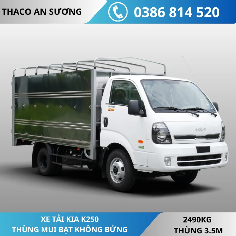 Xe tải Kia K250 thùng mui bạt không bửng
