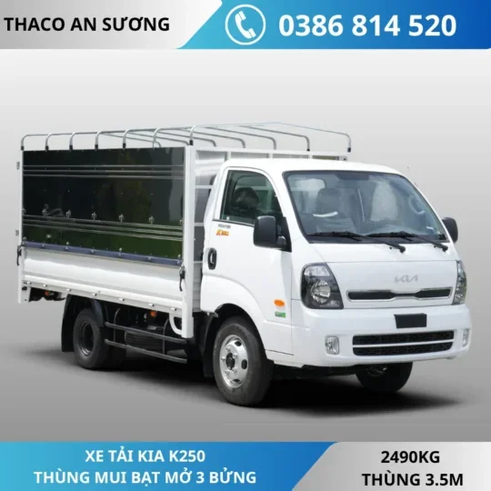 XE TẢI KIA K250 MUI BẠT MỞ 3 BỬNG