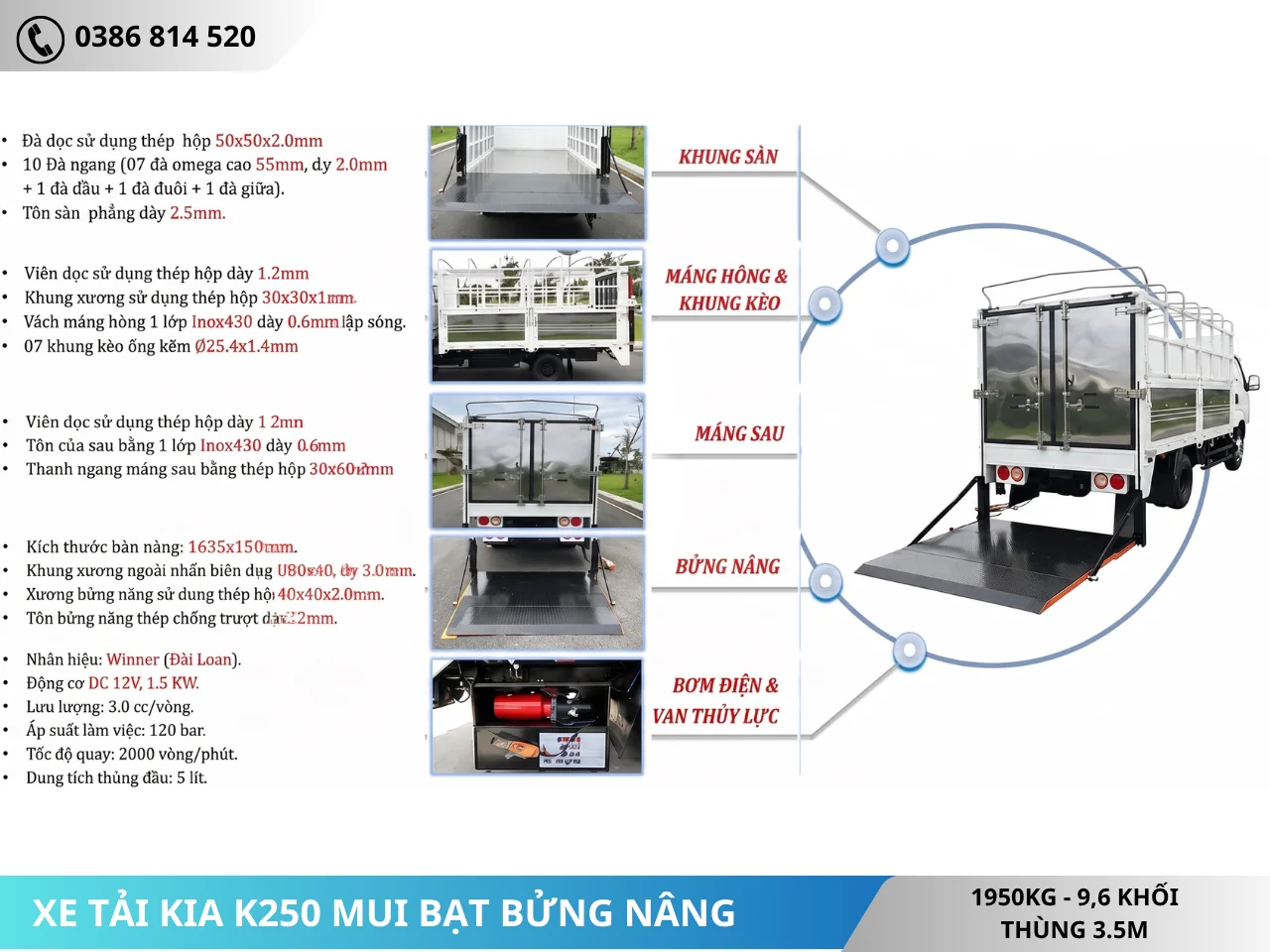 Kết cấu thùng mui bạt bửng nâng