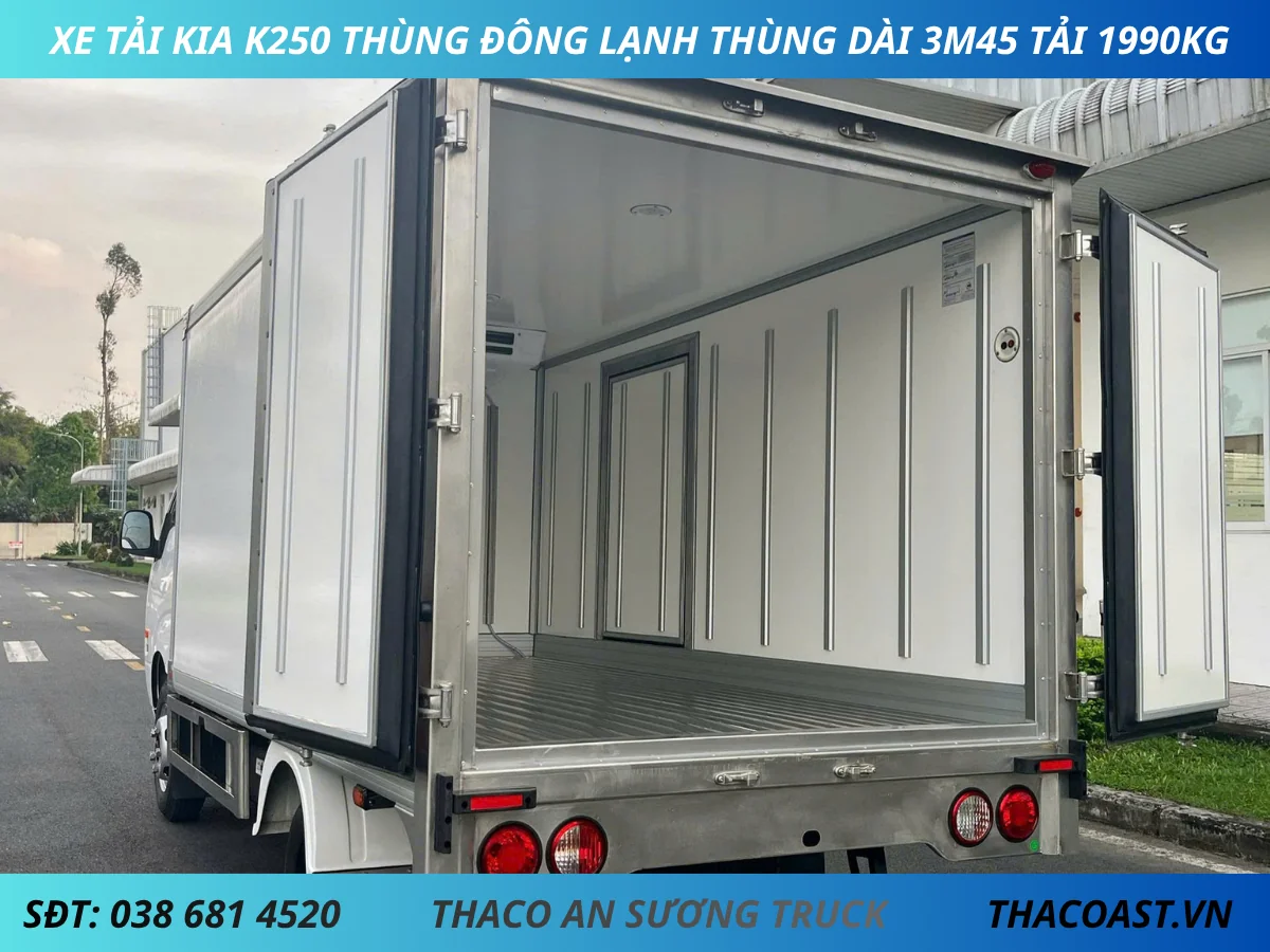 KIA K250 THÙNG ĐÔNG LẠNH (9) XE TẢI 2 TẤN KIA K250 THÙNG ĐÔNG LẠNH DÀI 3M45