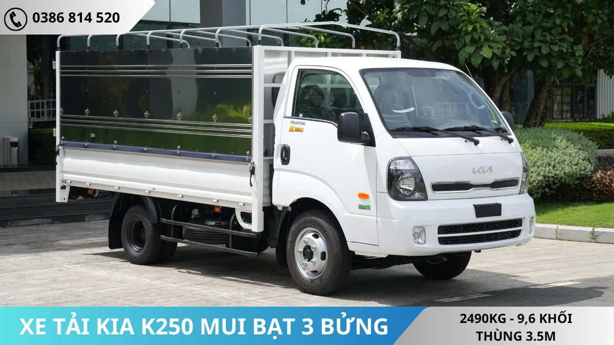 XE TẢI KIA K250 MUI BẠT MỞ 3 BỬNG