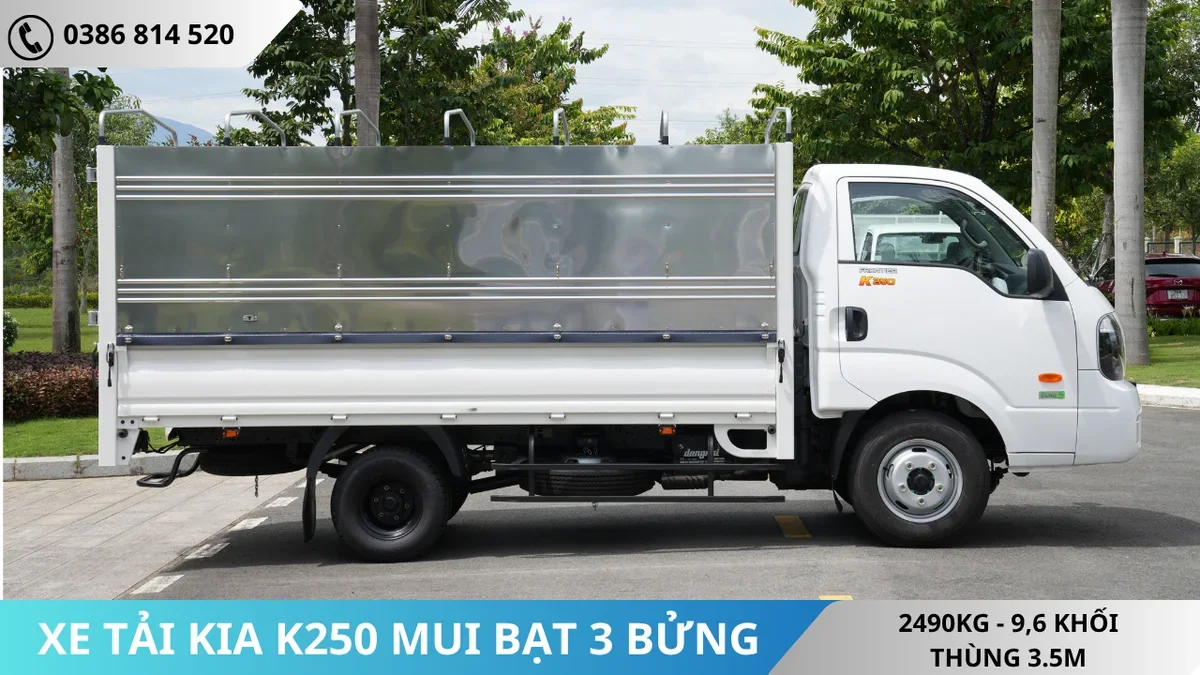XE TẢI KIA K250 MUI BẠT MỞ 3 BỬNG