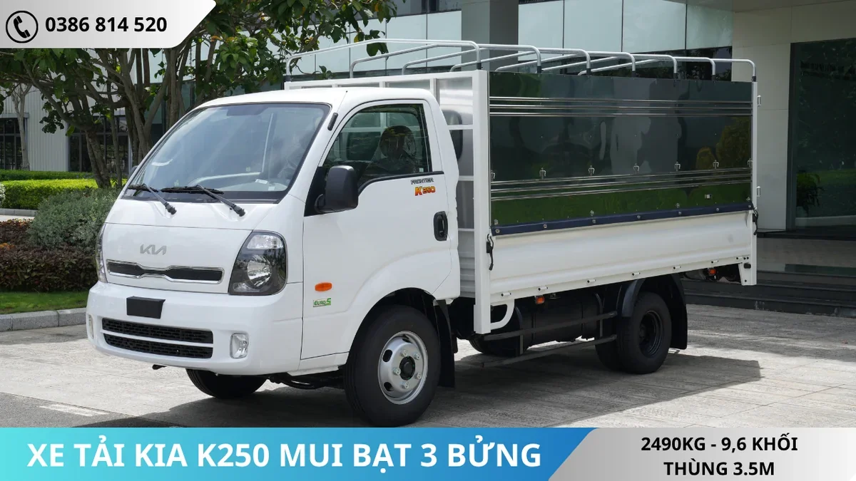 XE TẢI KIA K250 MUI BẠT MỞ 3 BỬNG