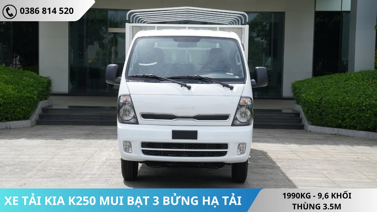 Mặt đầu Kia K250 hạ tải mui bặt mở 3 bửng