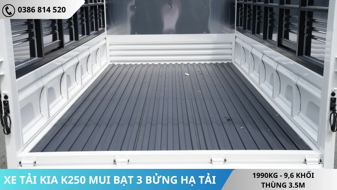 Sàn thùng mui bạt mở 3 bửng KIA K250 hạ tải