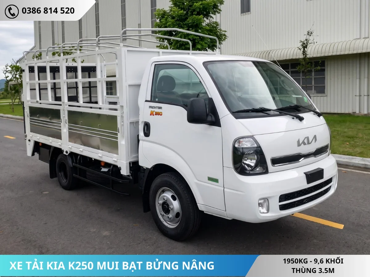 XE TẢI KIA K250 MUI BẠT BỬNG NÂNG Xe tải Kia K250 mui bạt bửng nâng